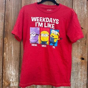 Universal Red Despicable Me Minion Graphic Unisex Boys Kids T-Shirt Size XL